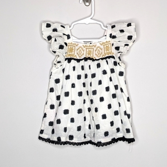 Jessica Simpson Polka Dot Ruffle Sleeve Embroidered Shirt 4T - Picture 1 of 4